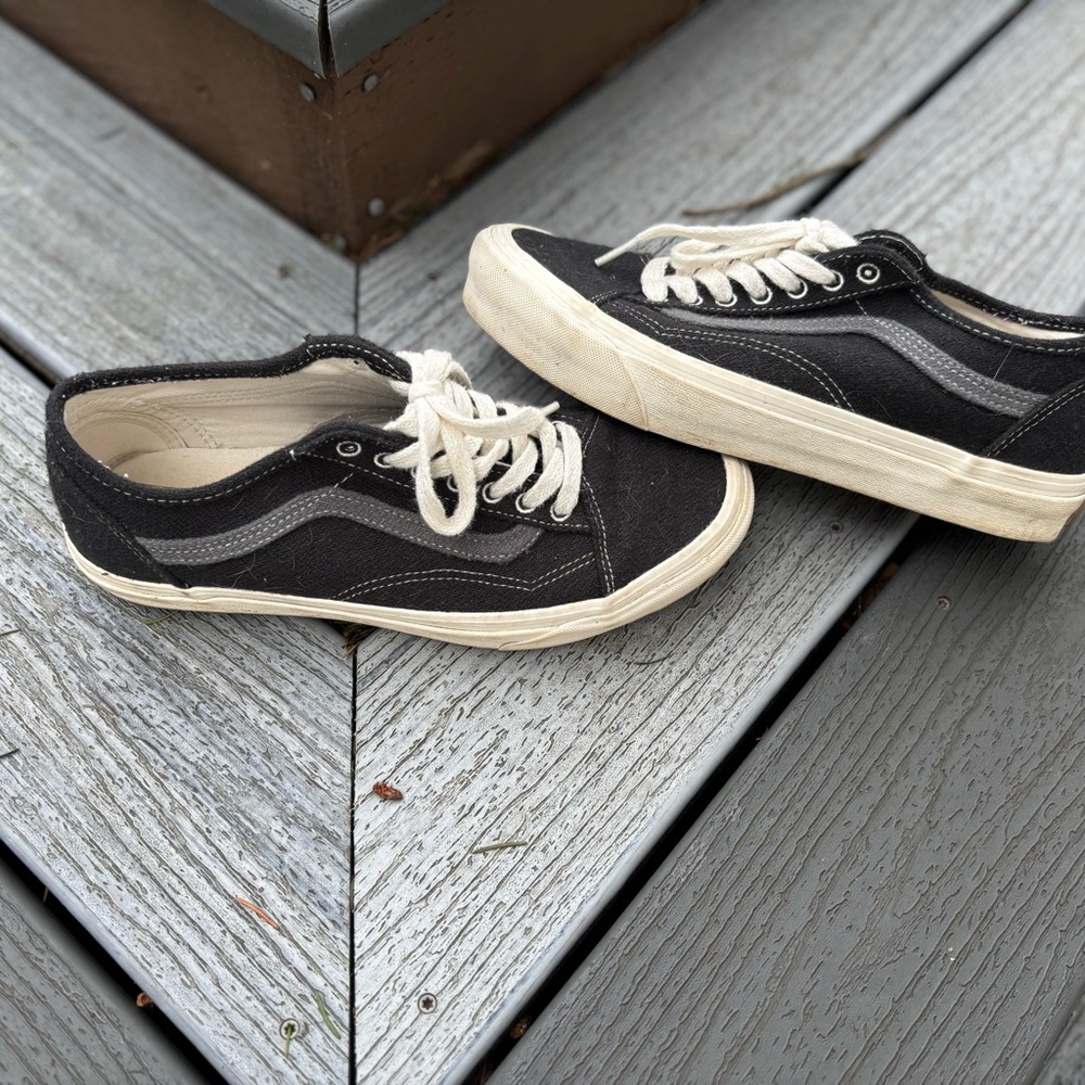 Vans Black and Cream Canvas Sneakers